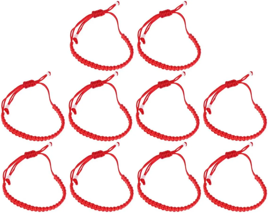10 Pcs Adjustable Woven Red String Bracelet for Men and Women Decorative Beaded Design for Family Gatherings Birthday Parties and Daily Wear