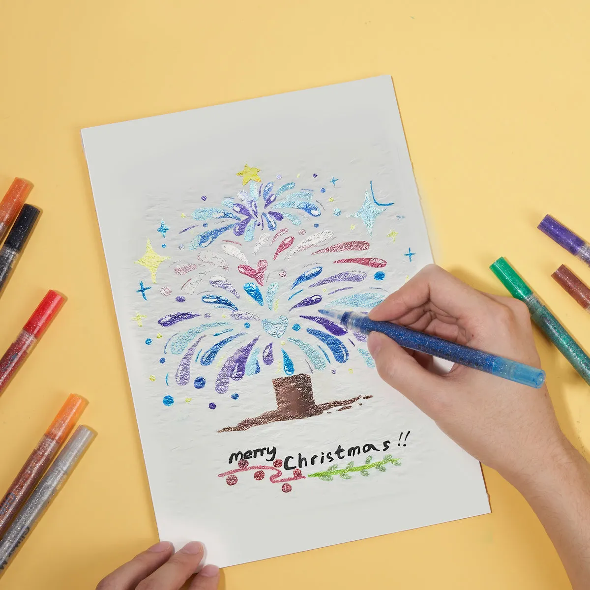 12 Sparkle Color Glitter Acrylic Paint Markers