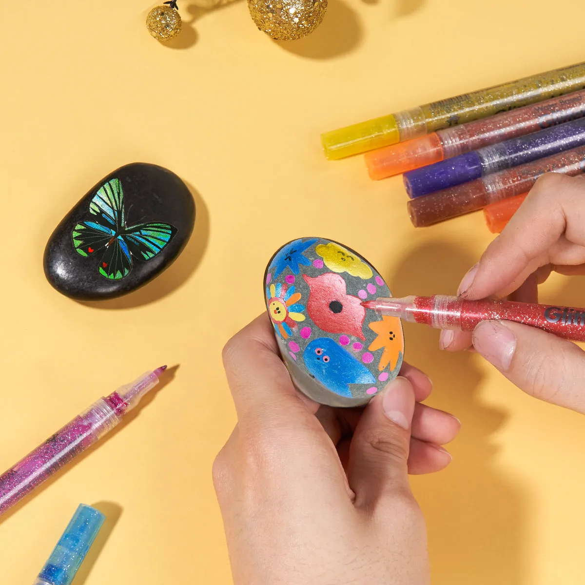 12 Sparkle Color Glitter Acrylic Paint Markers