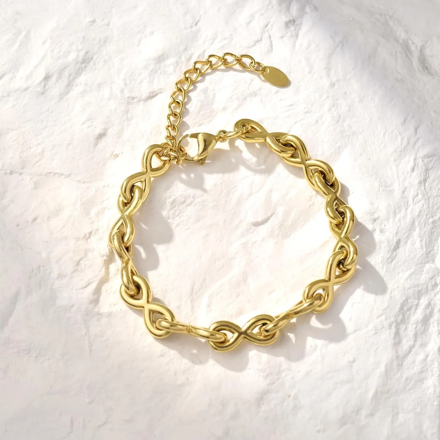 14K gold bracelets for women Adjustable gold plated Link Bracelets - Non Tarnish, Waterproof Mesh & Bangle Bracelets Lightweight Trendy Chunky Chain