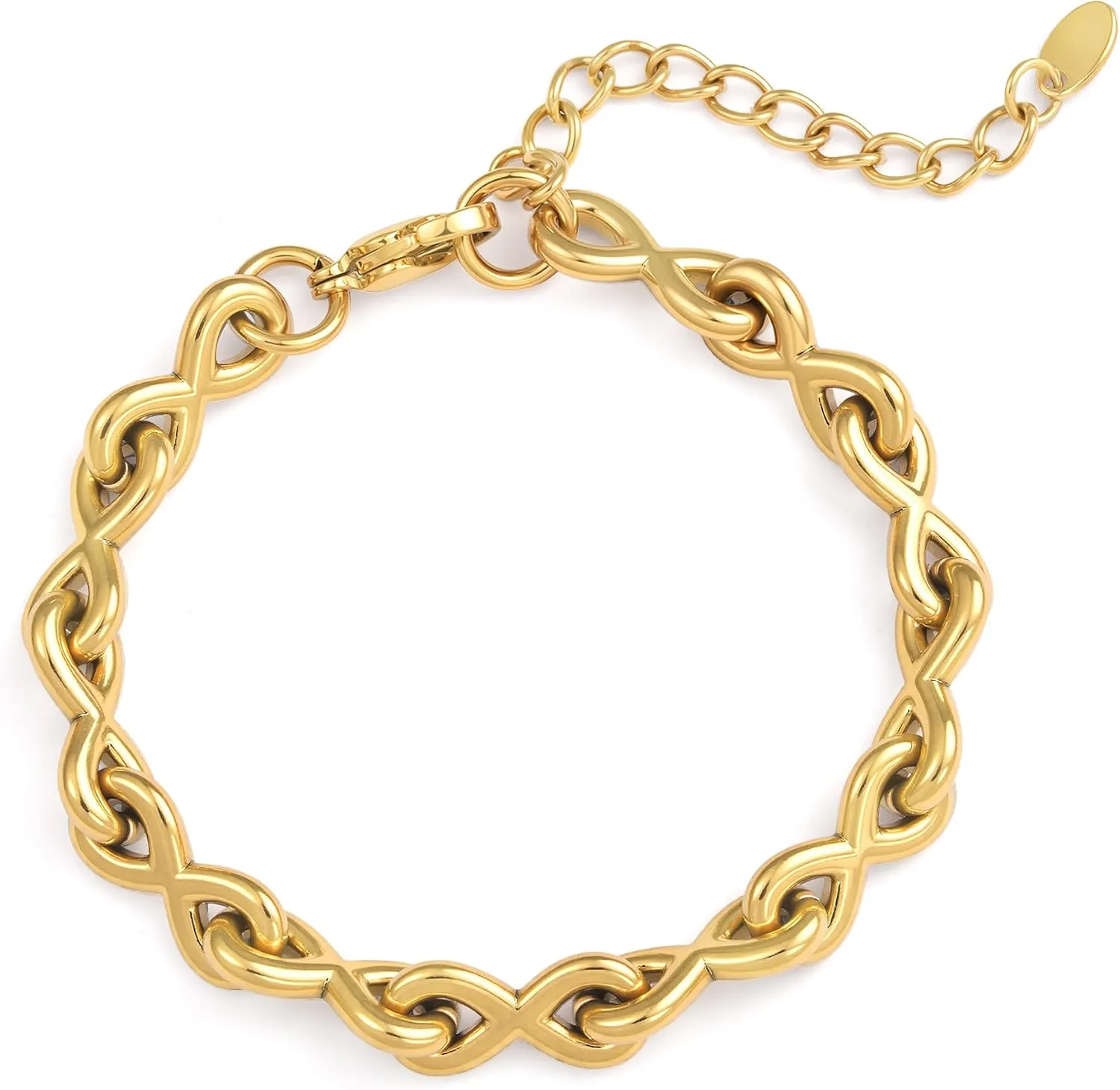 14K gold bracelets for women Adjustable gold plated Link Bracelets - Non Tarnish, Waterproof Mesh & Bangle Bracelets Lightweight Trendy Chunky Chain