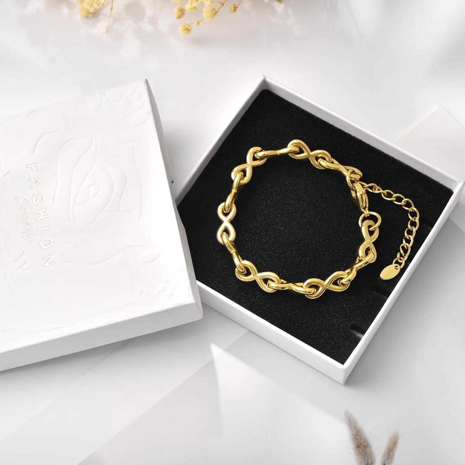 14K gold bracelets for women Adjustable gold plated Link Bracelets - Non Tarnish, Waterproof Mesh & Bangle Bracelets Lightweight Trendy Chunky Chain