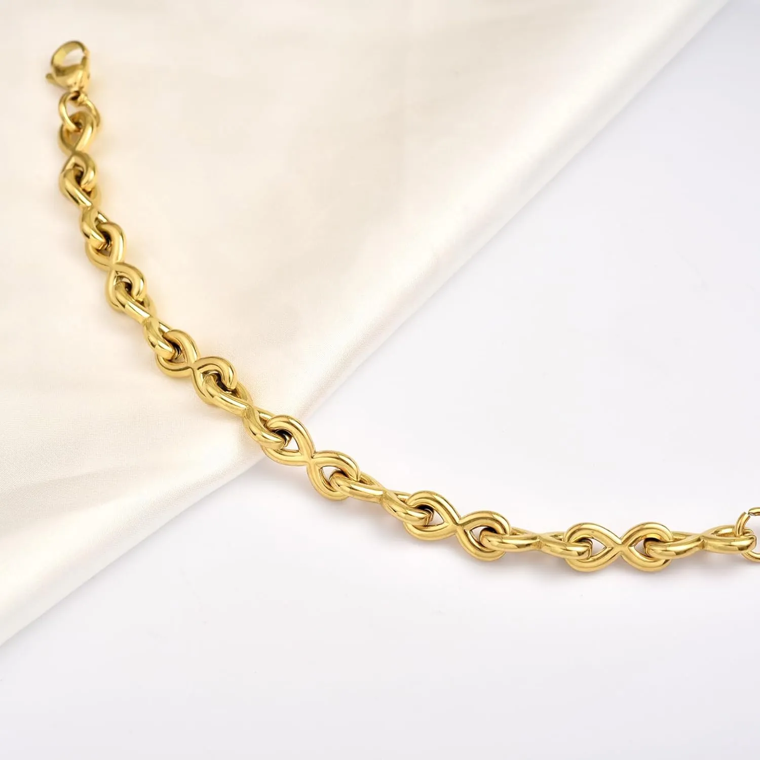 14K gold bracelets for women Adjustable gold plated Link Bracelets - Non Tarnish, Waterproof Mesh & Bangle Bracelets Lightweight Trendy Chunky Chain