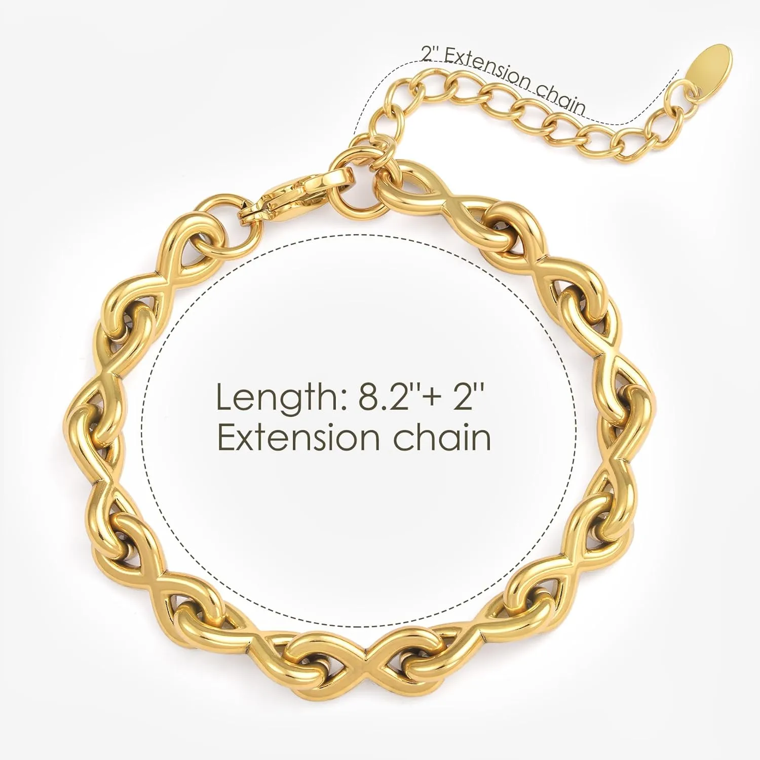 14K gold bracelets for women Adjustable gold plated Link Bracelets - Non Tarnish, Waterproof Mesh & Bangle Bracelets Lightweight Trendy Chunky Chain