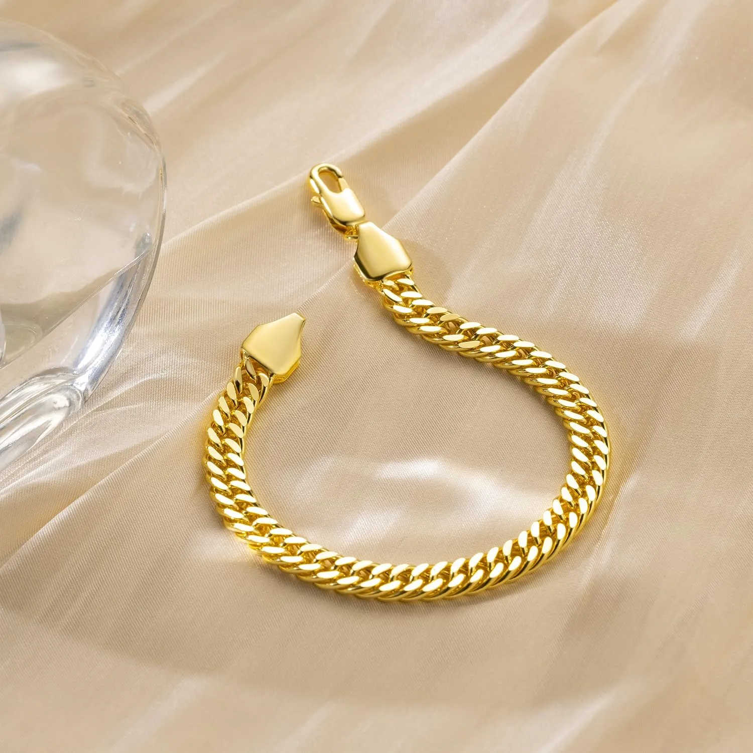 14K Gold Bracelets for Women for Men Cuban Link Chain for Men & for Women's Gold Chain Bracelet for Womens Jewelry Gift for Women 6.5, 7, 7.5, 8, 8.5 in
