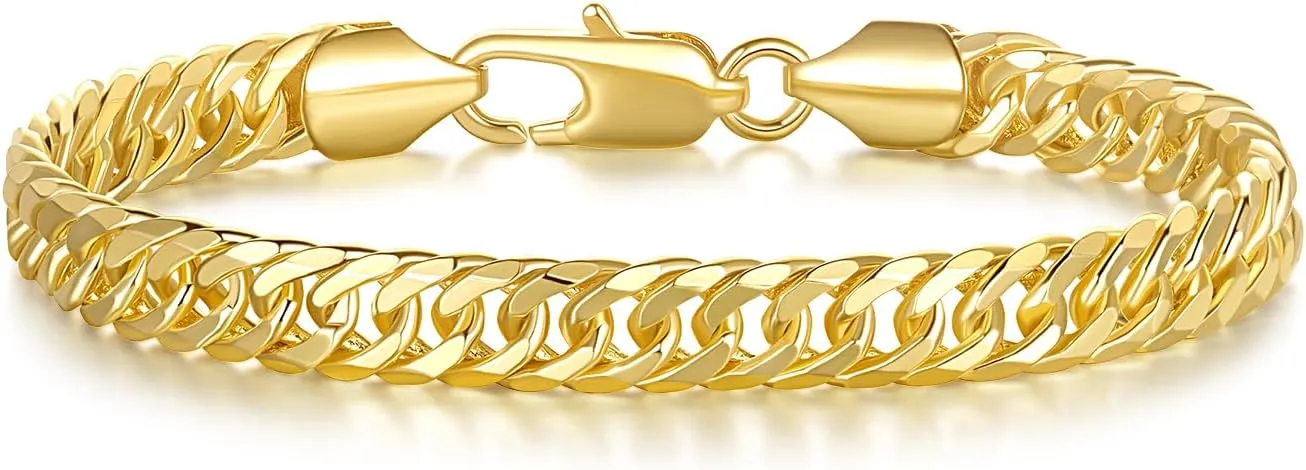 14K Gold Bracelets for Women for Men Cuban Link Chain for Men & for Women's Gold Chain Bracelet for Womens Jewelry Gift for Women 6.5, 7, 7.5, 8, 8.5 in