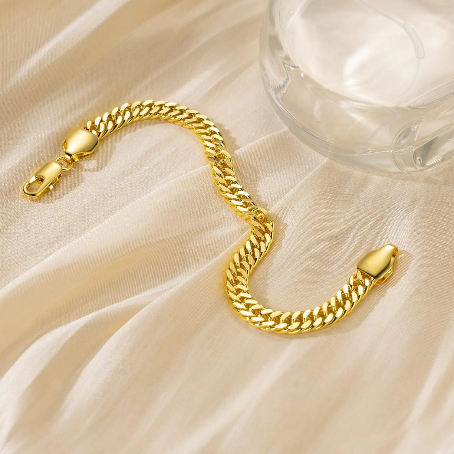 14K Gold Bracelets for Women for Men Cuban Link Chain for Men & for Women's Gold Chain Bracelet for Womens Jewelry Gift for Women 6.5, 7, 7.5, 8, 8.5 in