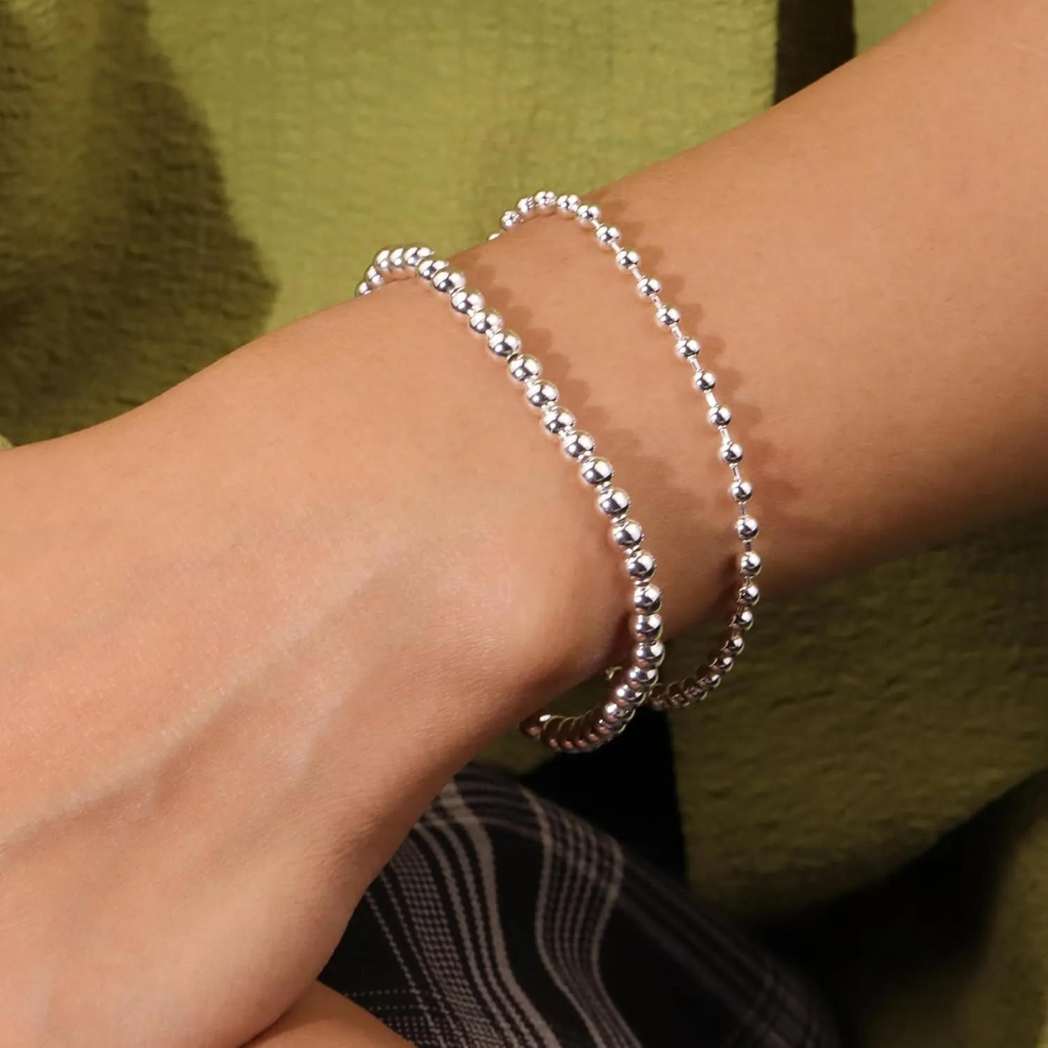 14K Gold Chai14K Gold Chain Bracelets Set for Women, Dainty Paperclip Link Bead Stackable Layered Bracelets Metal Fashion Jewelry