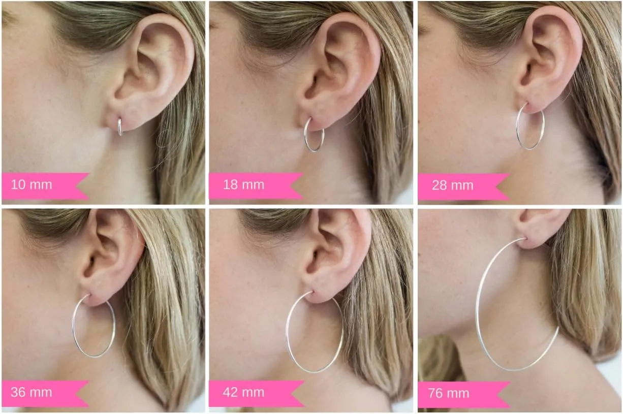14K Gold Oval Hoop Earrings, (31-52mm) (2mm Tube)