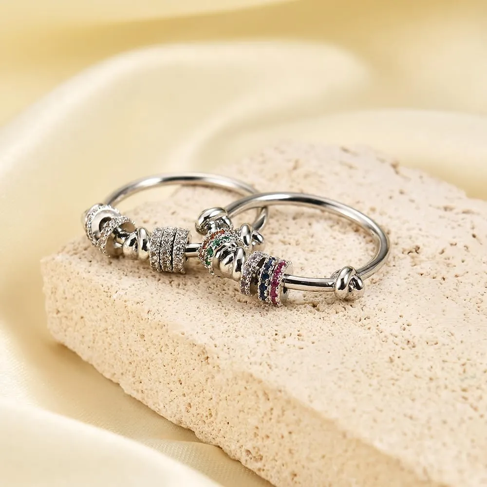 14K Gold Plated Statement Rings Knot Design Simulated Diamond CZ Rotating Circle Finger Knuckle RingThin Cocktail Rings For Women