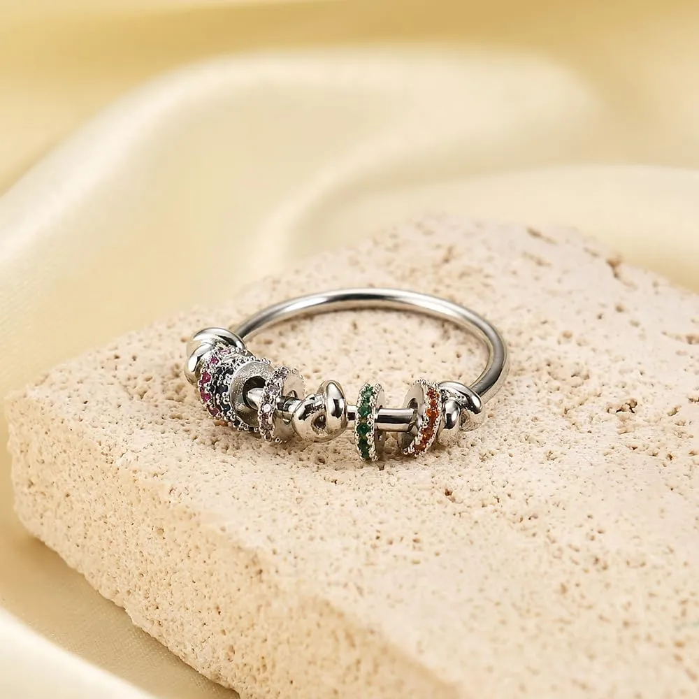 14K Gold Plated Statement Rings Knot Design Simulated Diamond CZ Rotating Circle Finger Knuckle RingThin Cocktail Rings For Women