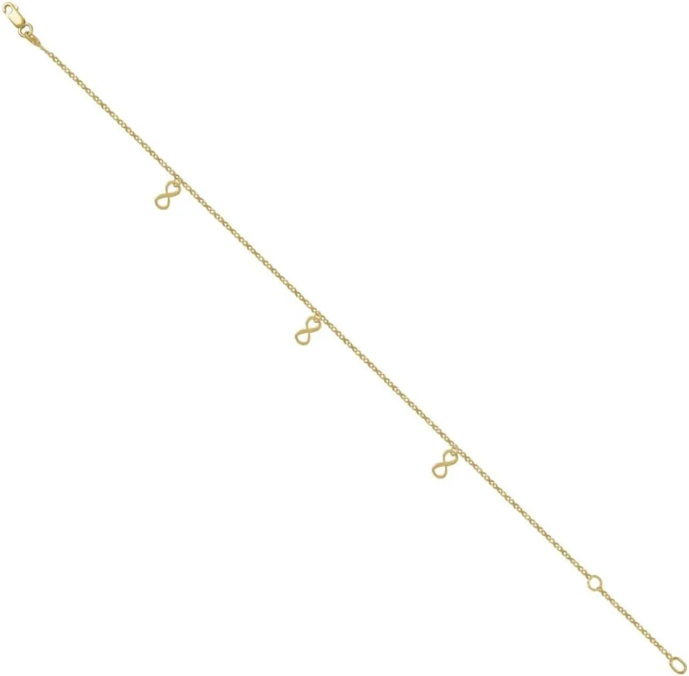 14K Yellow Gold Infinity Charm Anklet