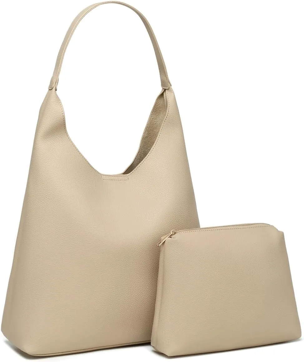2 Pcs Slouchy PU Leather Hobo Bags Women Trendy Underarm Shoulder Bag Cute Satchel Crescent Crossbody Purse Tote Handbag