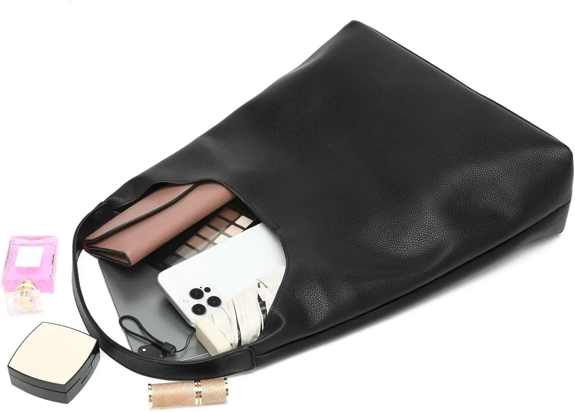 2 Pcs Slouchy PU Leather Hobo Bags Women Trendy Underarm Shoulder Bag Cute Satchel Crescent Crossbody Purse Tote Handbag