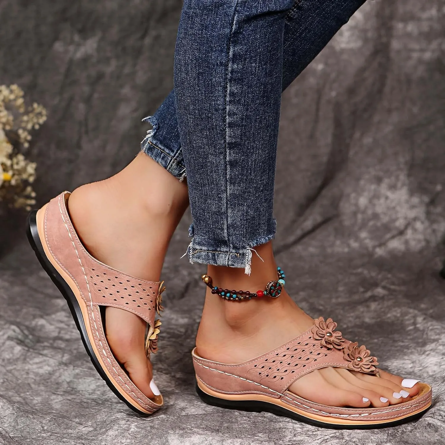 2025 Orthopedic Sandals For Women Arch Support Flip Flips Soft Cushion Wedge Heeled Thong Sandals Recovery Shoes