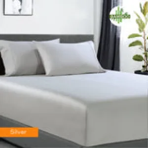 400 Thread Count Bamboo Cotton | 1 Fitted Sheet & 2 Pillowcases | King | Single | Silver