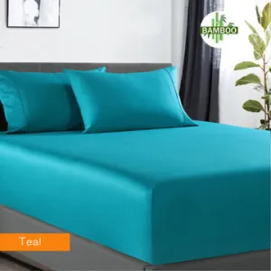 400 Thread Count Bamboo Cotton | 1 Fitted Sheet & 2 Pillowcases | Mega King | Teal