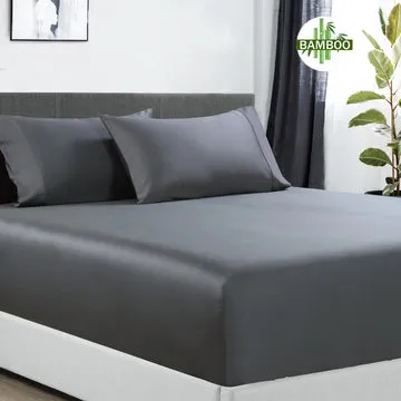 400 Thread Count Bamboo Cotton 1 Fitted Sheet & 2 Pillowcases | Single | Charcoal