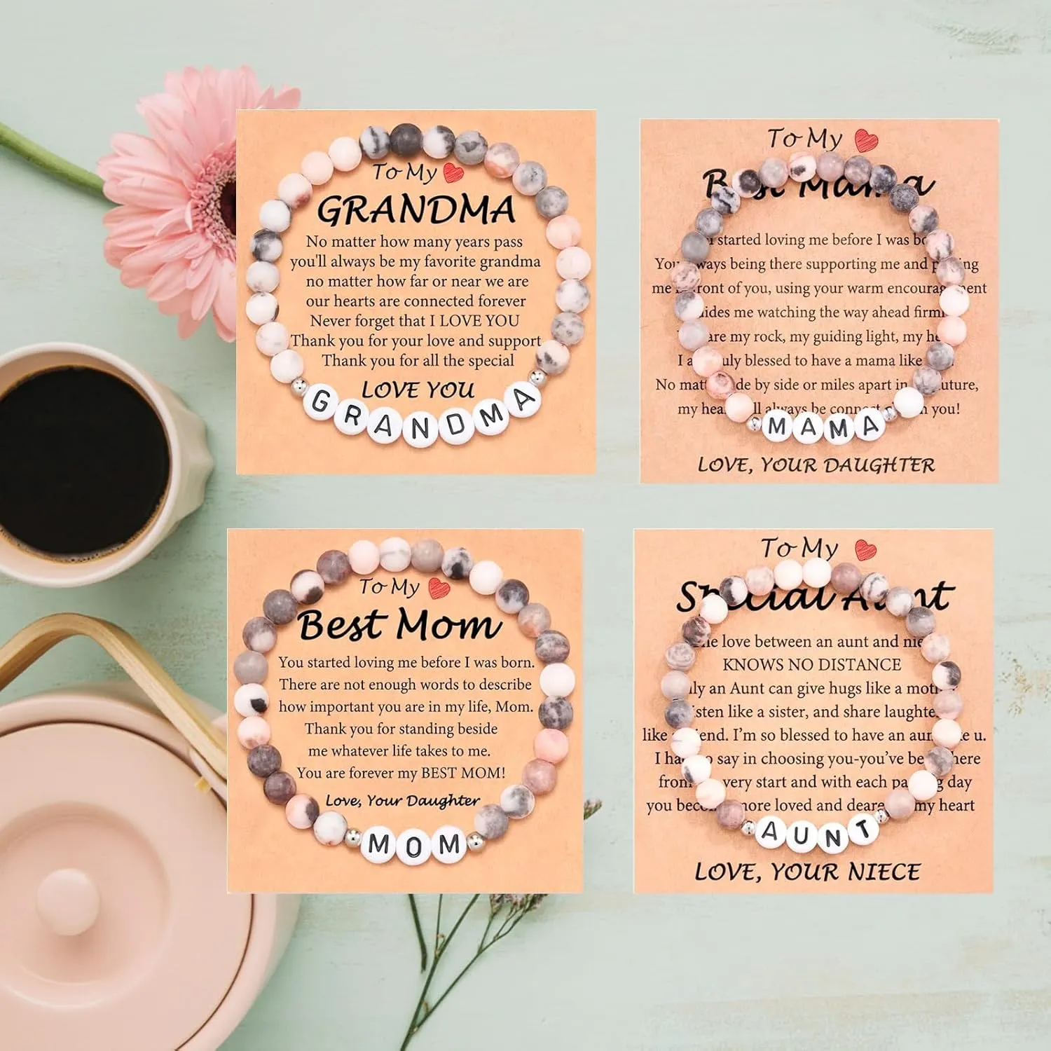 72ore To My Mother/Grandma/Aunt Bracelet Mother Daughter Bracelets Mom Bracelet Mothers Day Gifts from Daughter Natural Stone Bracelet Beaded Bracelet Mother's Day Gifts