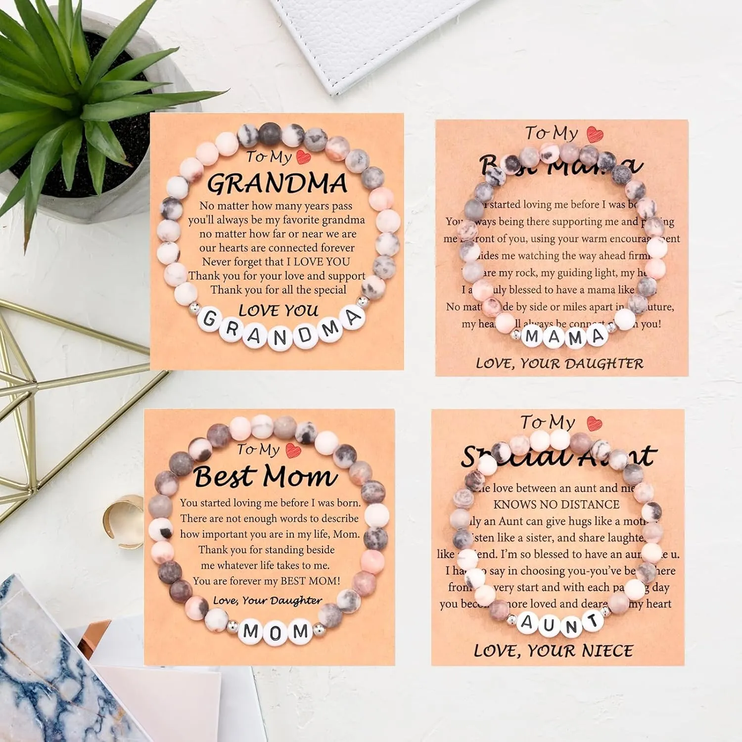 72ore To My Mother/Grandma/Aunt Bracelet Mother Daughter Bracelets Mom Bracelet Mothers Day Gifts from Daughter Natural Stone Bracelet Beaded Bracelet Mother's Day Gifts