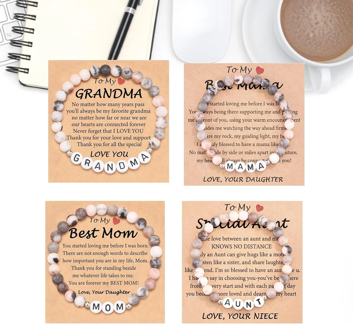72ore To My Mother/Grandma/Aunt Bracelet Mother Daughter Bracelets Mom Bracelet Mothers Day Gifts from Daughter Natural Stone Bracelet Beaded Bracelet Mother's Day Gifts