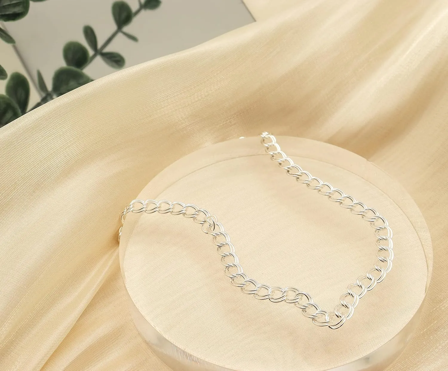 925 Sterling Silver 4mm Charm Link Chain Anklet - Available in Silver or Yellow