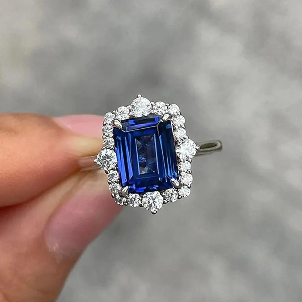 925 Sterling Silver Shining Pearl Rings Wedding ring Engagement ring CZ Ring Emerald cut rings Diamond Rings Women jewelry rings statement