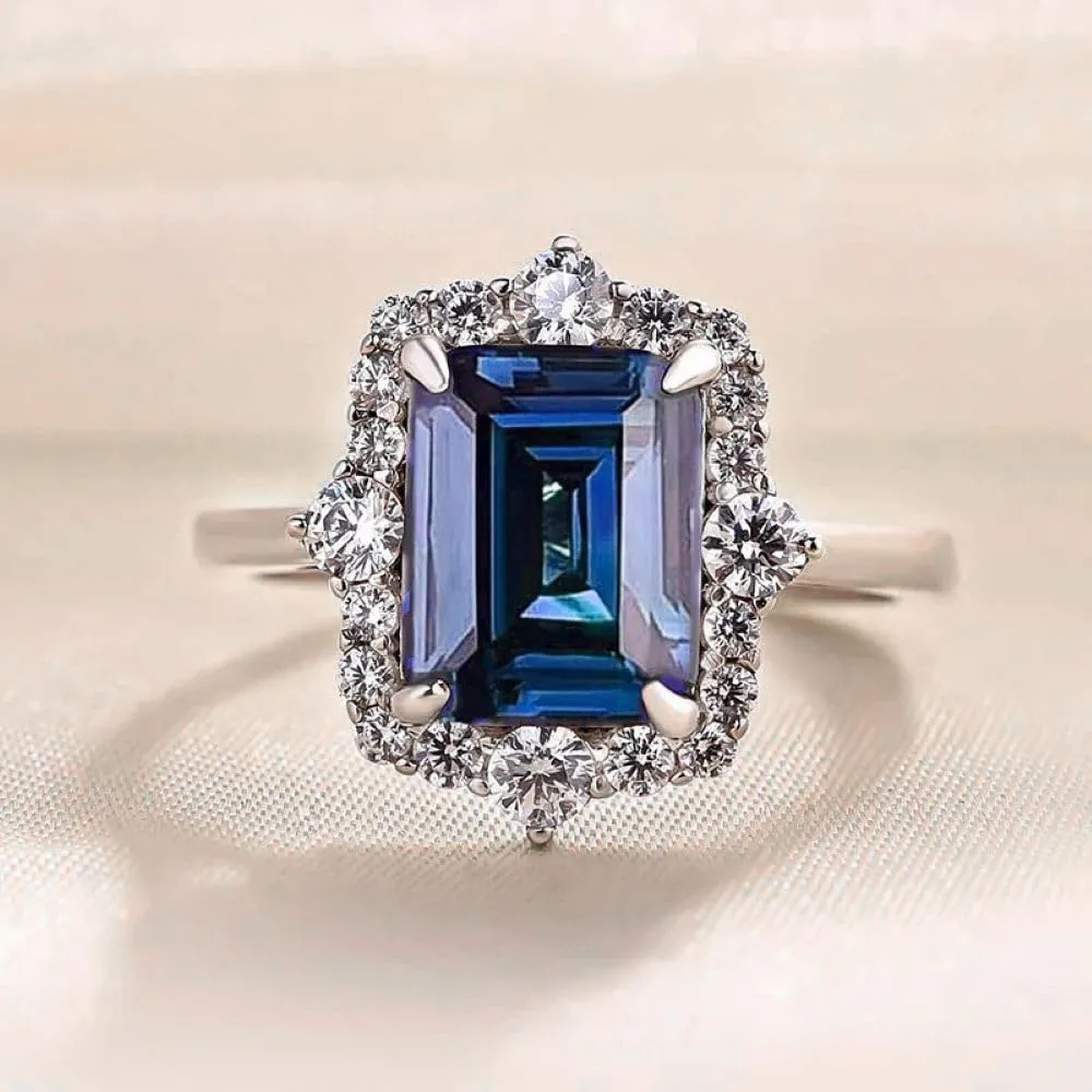 925 Sterling Silver Shining Pearl Rings Wedding ring Engagement ring CZ Ring Emerald cut rings Diamond Rings Women jewelry rings statement