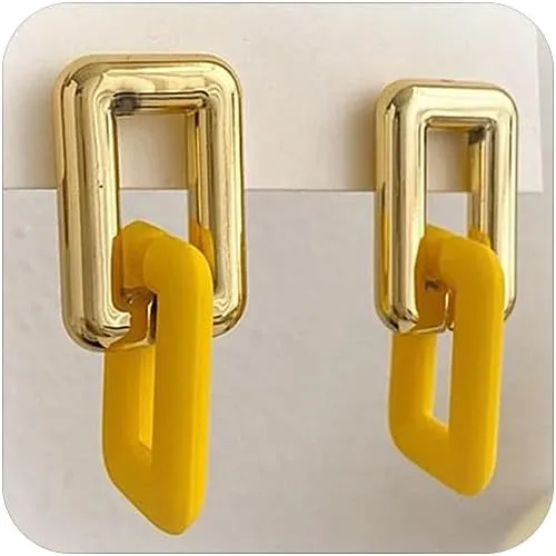 Acrylic Geometric Earrings Hoop Gold Dangle Earrings for Women Pink Red Square Huggie Earrings White Yellow Blue Square Drop Earrings Jewelry Gifts