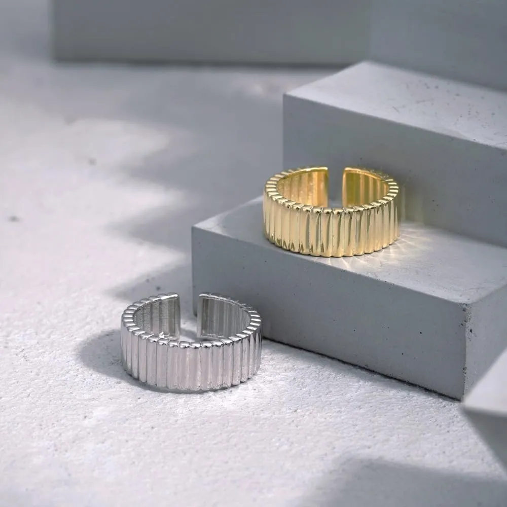 Adjustable Statement Band Rings for Women 925 Sterling Silver Cocktail Party Rings Open Minimalist Chunky Finger Ring Thick Simple Stackable Eternity Bands for Her Wife Girlfriend, Size#6-#9