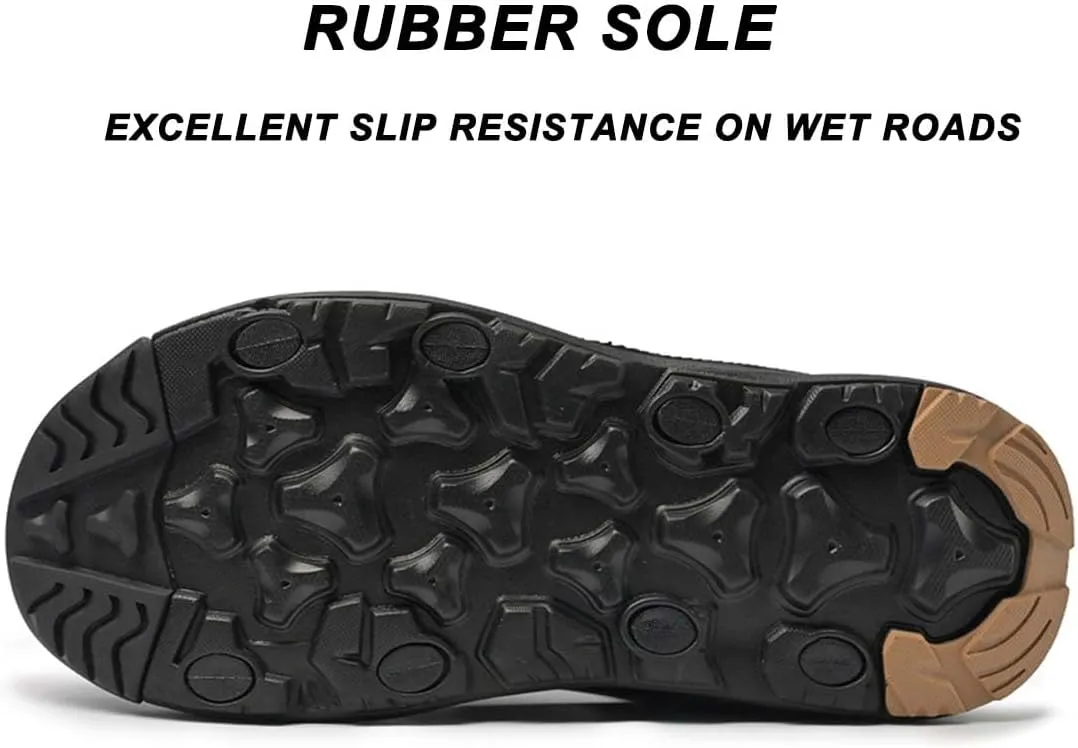 ailishabroy Mens Sandals Leather Hiking Slides Sport Slippers Fisherman Beach Shoes Closed Toe