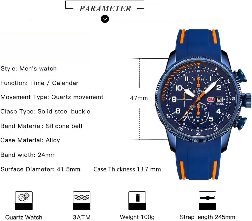 AIMES Watch for Men Sport Military Waterproof Chronograph Mens Watches Analog Quartz Big Face Classic Stylish Fashion Casual Designer Business Work Wrist Watch Elegant Gift for Men