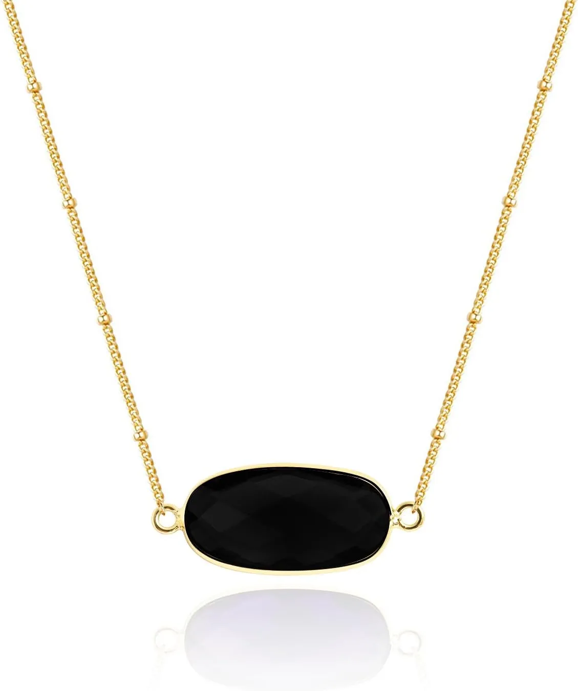 Angelstones Natural Gemstone Pendant Necklace, 14K Gold Plated Healing Crystal Necklaces for Women