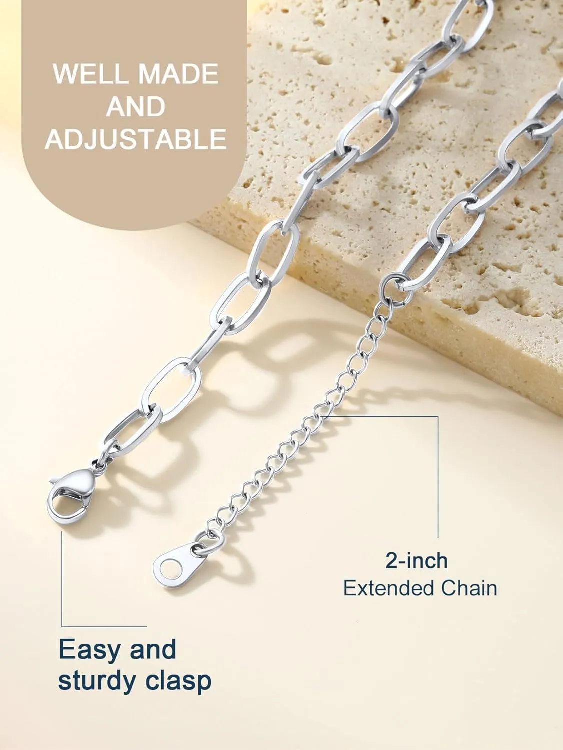 Ankle Bracelets for Women,14K Gold/Steel/Black Plated Stainless Steel Paperclip/Cuban Link/Figaro Chain Anklets for Women Waterproof,Trendy Dainty Layered Anklet Chain Sets for Ladies Wife Beach Jewelry Gifts Adjustable 8.5 inches 5cm
