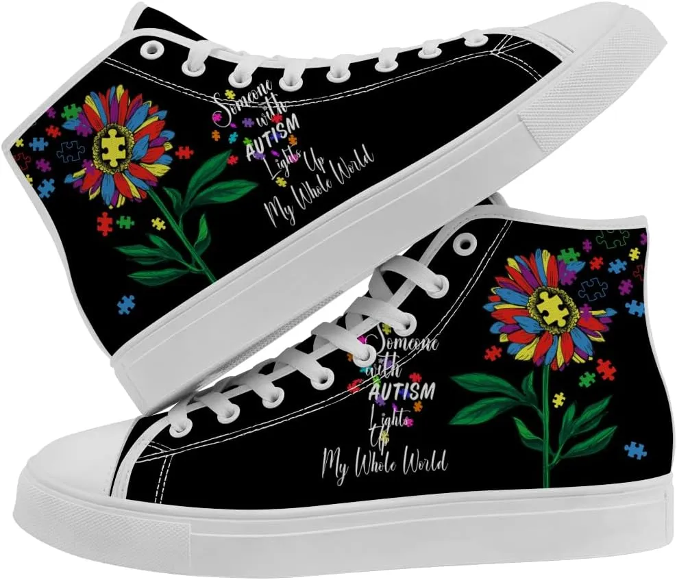 Autism Awareness High Top Shoes Womens Mens High Top Canvas Sneakers Casual Shoes Gifts for Men Women