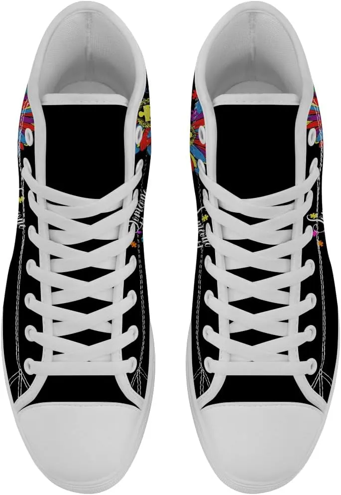 Autism Awareness High Top Shoes Womens Mens High Top Canvas Sneakers Casual Shoes Gifts for Men Women