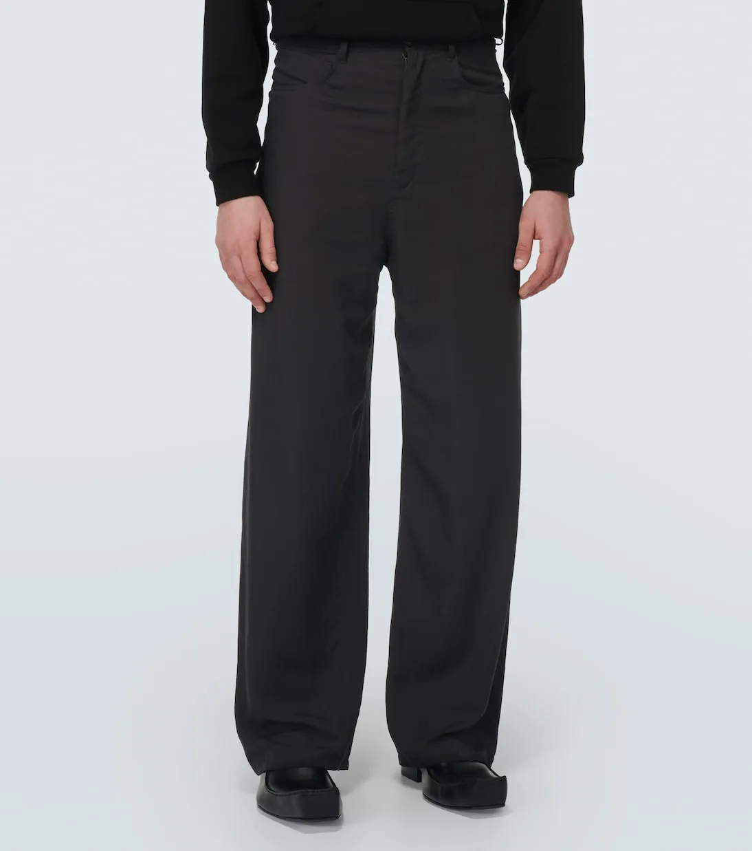 Balenciaga High Waist Wide Leg Pants, Black