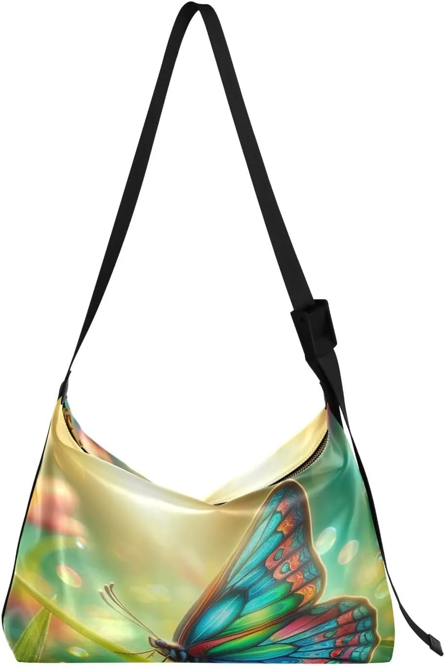 Beautiful Butterfly Hobo Crossbody Bags for Women Leather Large Shoulder Bag Cross Body Spring Garden Trendy Womens Tote Bags Handbag for Travel Shopping