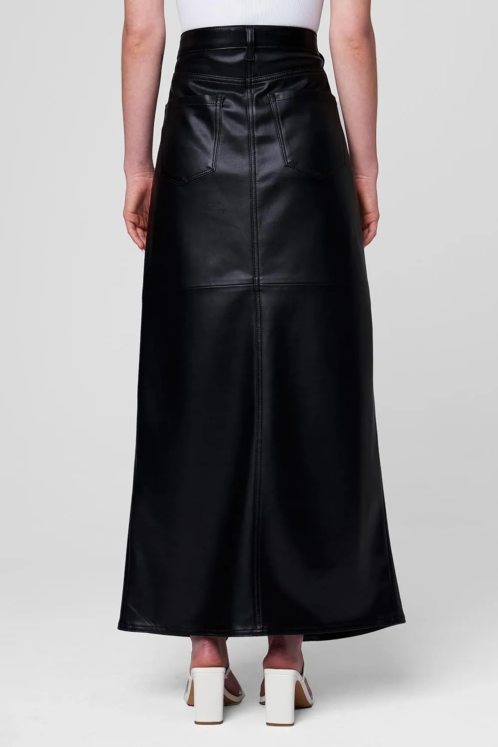 [BLANKNYC] Womens Luxury Clothing Vegan Leather Maxi Skirt with Front Slit Detail, Comfortable & Stylish