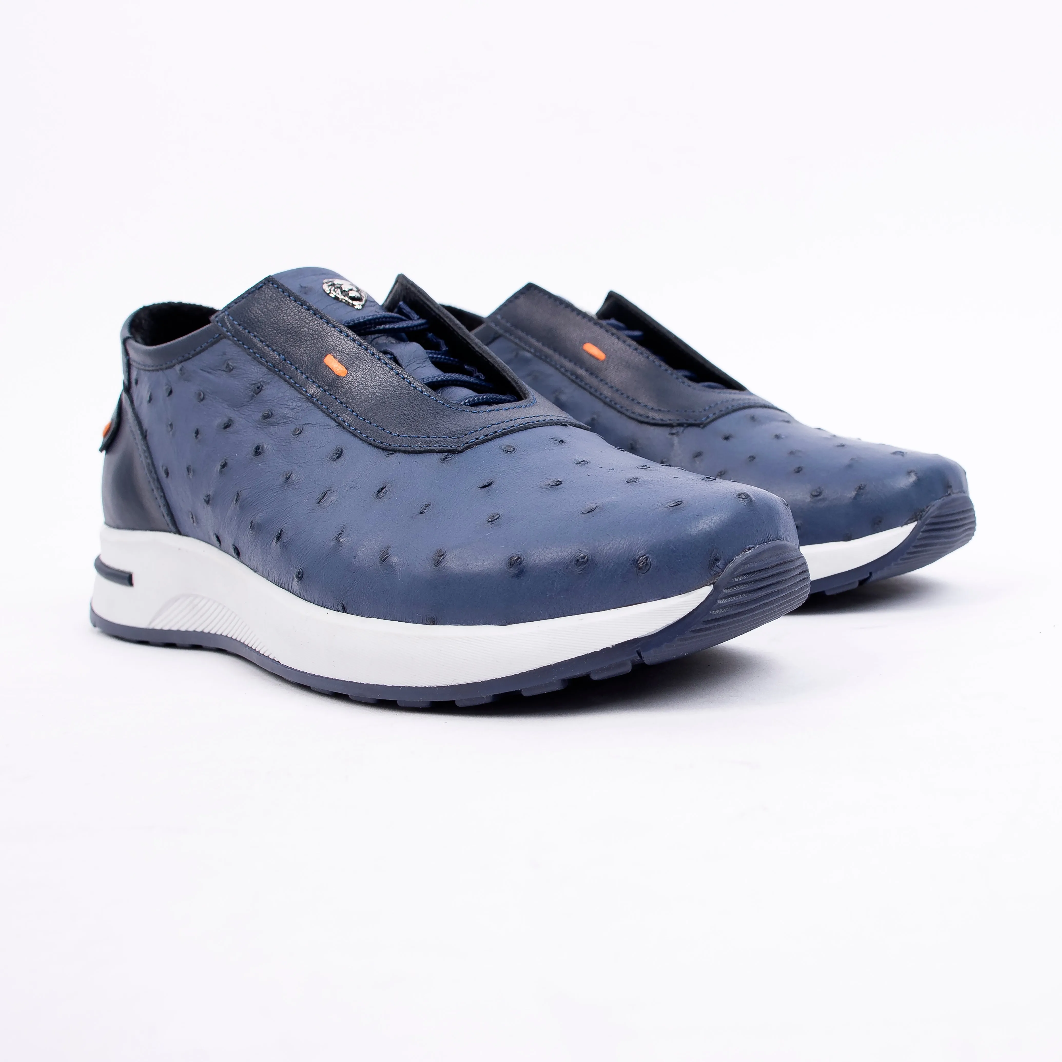 Blue Python Leather Slip-On Shoes