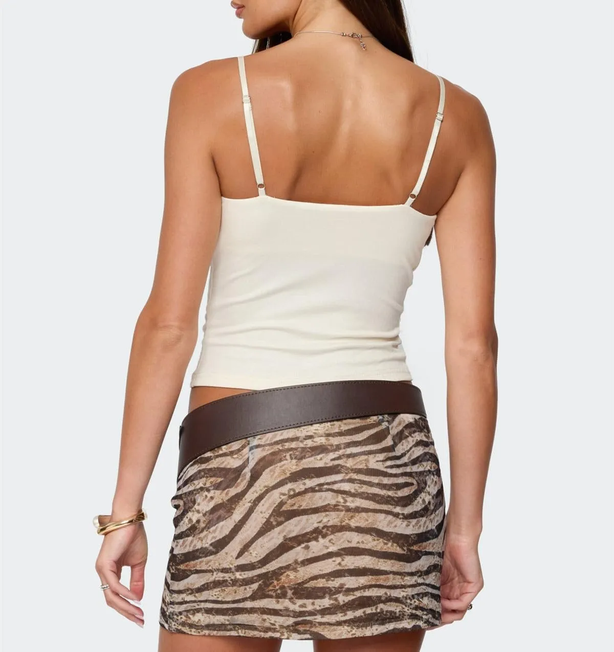 Bocymolay Women Going Out Tank Tops Slim Fitted Low Neck Cutout Backless Camisole Sexy Party Clubwear Shirts