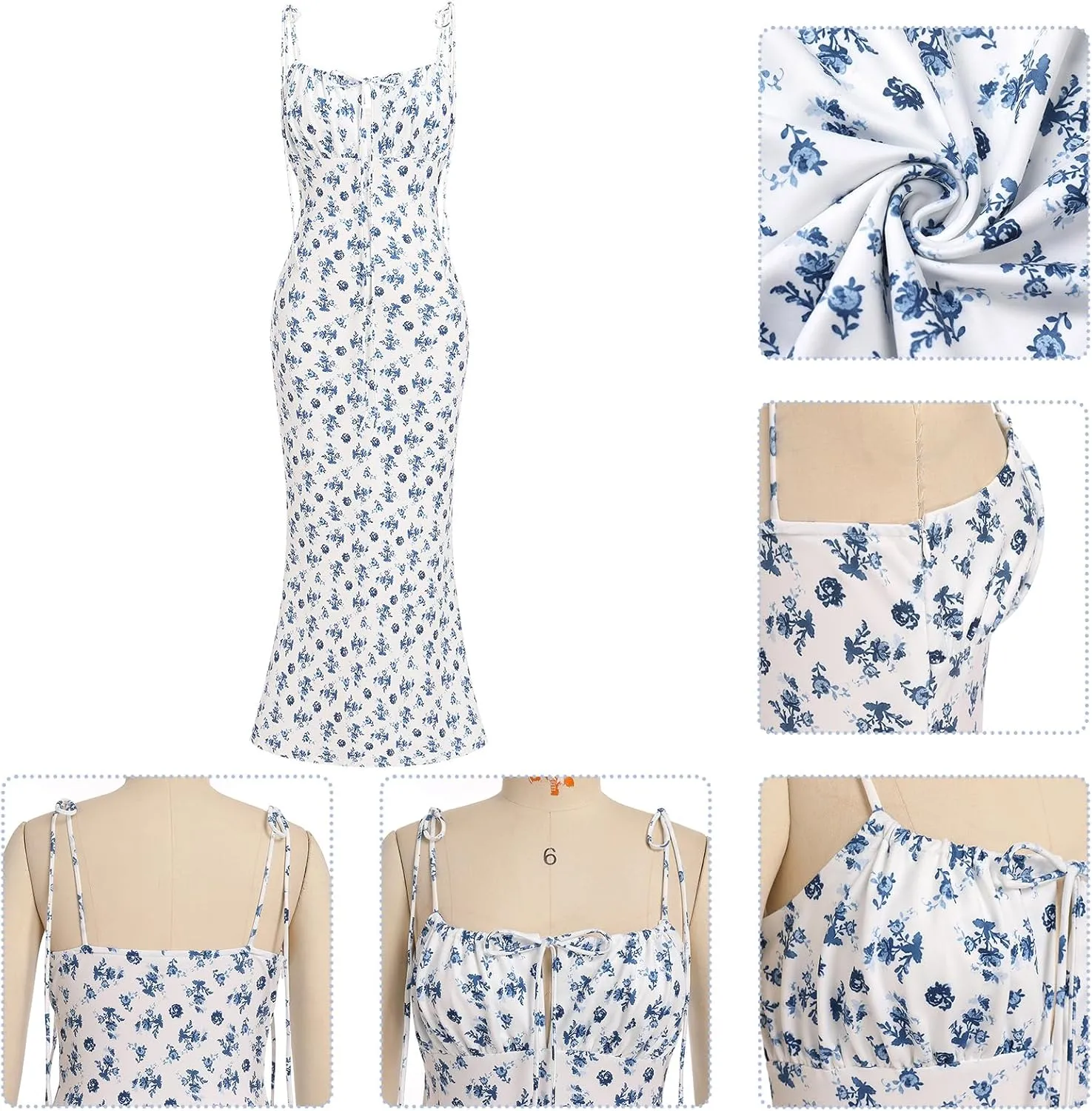 Bustier Dress for Women Boho Floral Corset Casual Sundress Spaghetti Strap Maxi Dress Summer Beach Party Midi Dresses