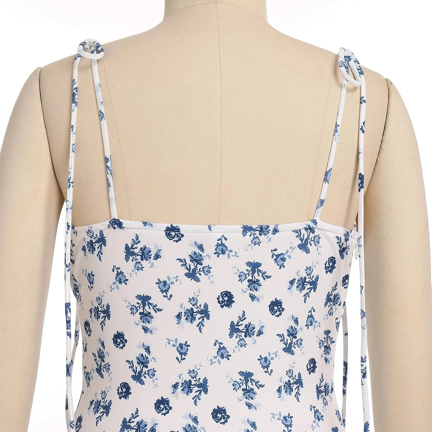 Bustier Dress for Women Boho Floral Corset Casual Sundress Spaghetti Strap Maxi Dress Summer Beach Party Midi Dresses