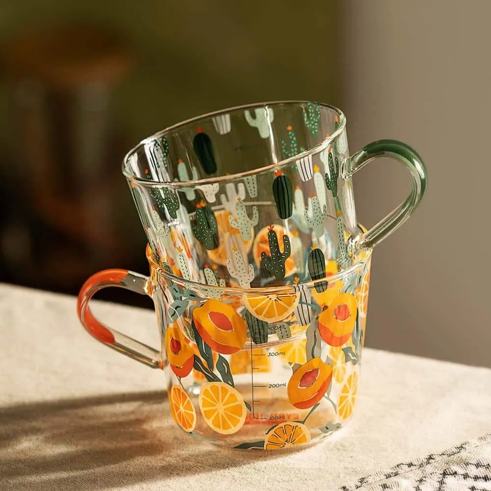 Cactus / Orange Glass Tea Cup