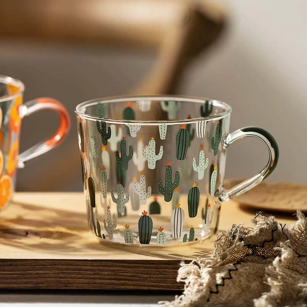Cactus / Orange Glass Tea Cup