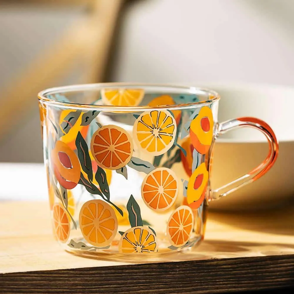 Cactus / Orange Glass Tea Cup