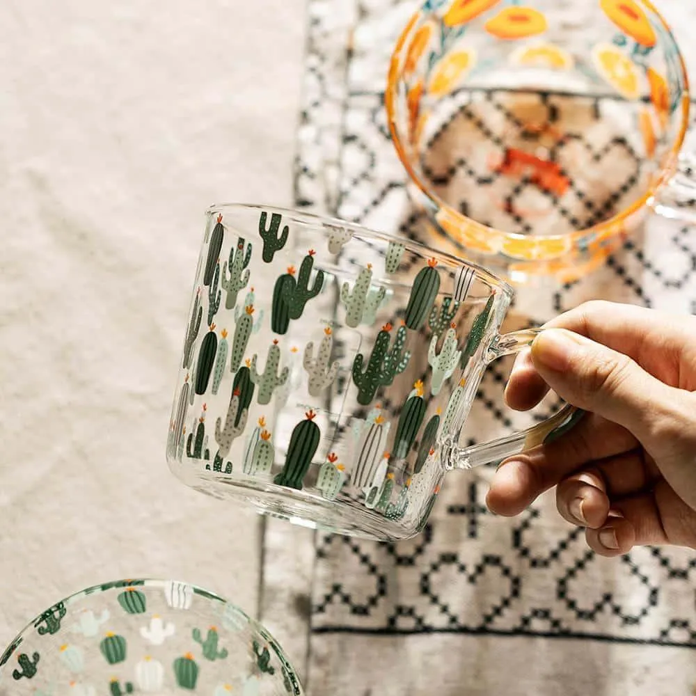 Cactus / Orange Glass Tea Cup