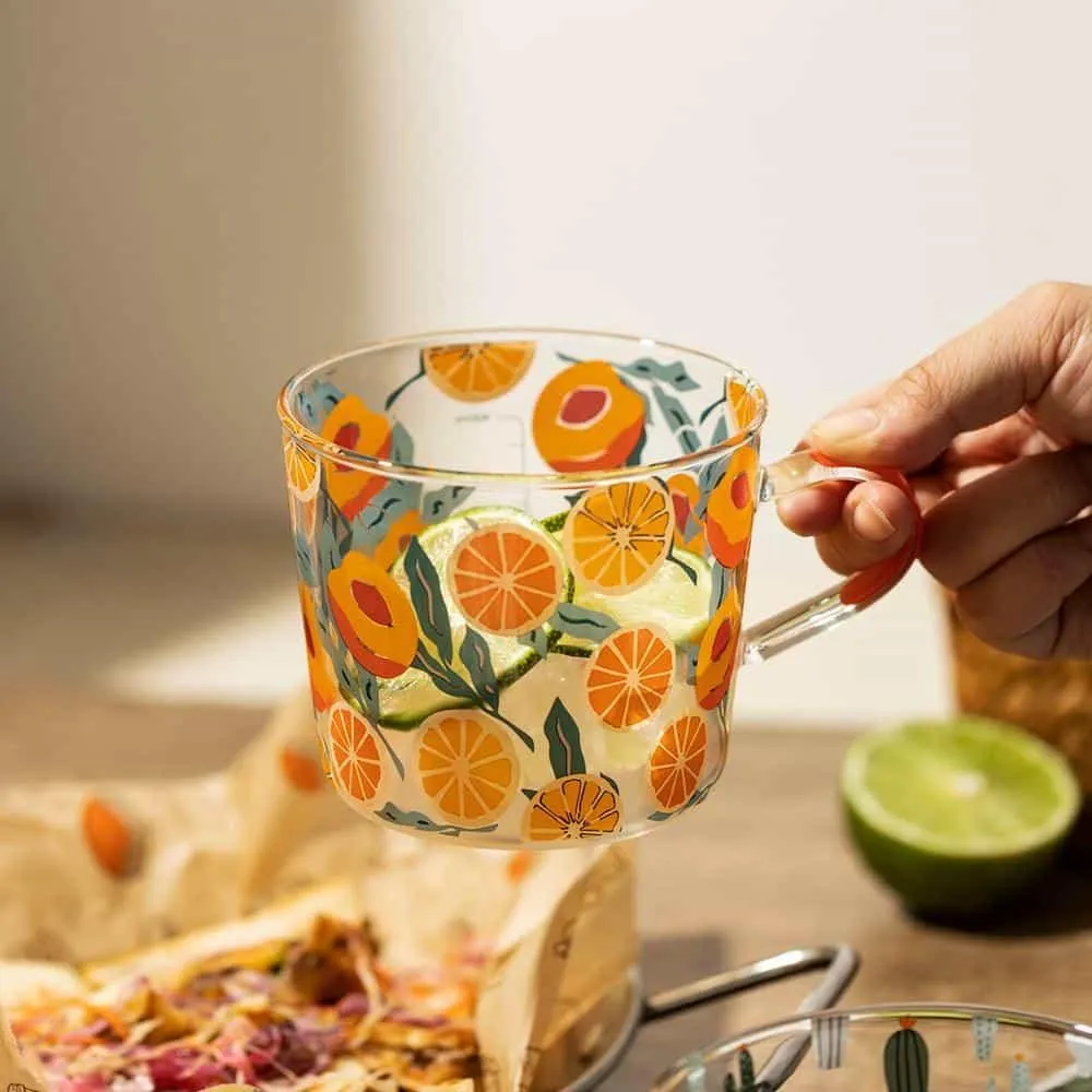 Cactus / Orange Glass Tea Cup