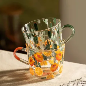 Cactus / Orange Glass Tea Cup