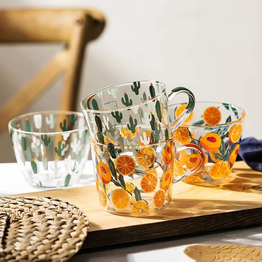 Cactus / Orange Glass Tea Cup